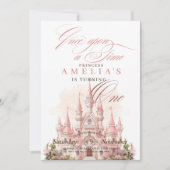 Fairy Castle Princess Roze 1e Verjaardagsfeestje   Kaart (Voorkant)