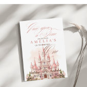 Fairy Castle Princess Roze 1e Verjaardagsfeestje   Kaart