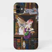 Fairy Cats Boeken Bibliotheek Fantasie Case-Mate iPhone Case (Achterkant)