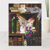 Fairy Cats Boeken Bibliotheek Fantasie Kaart (Voorkant)