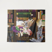 Fairy Cats Boeken Bibliotheek Fantasie Wandkleed (Voorkant (horizontaal))