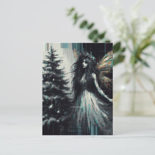 Fairy Christmas Glitch Briefkaart (Staand voorkant)