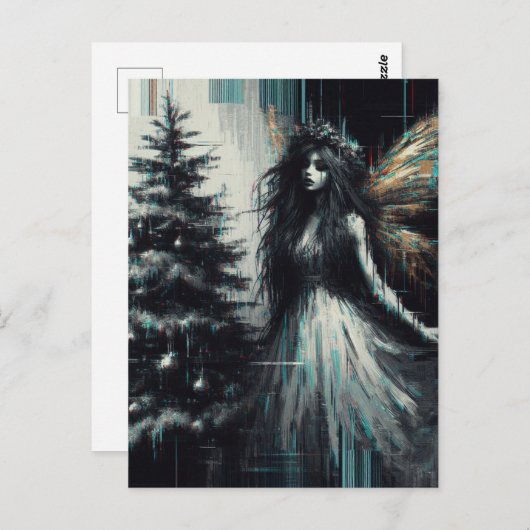 Fairy Christmas Glitch Briefkaart (Voorkant / Achterkant)