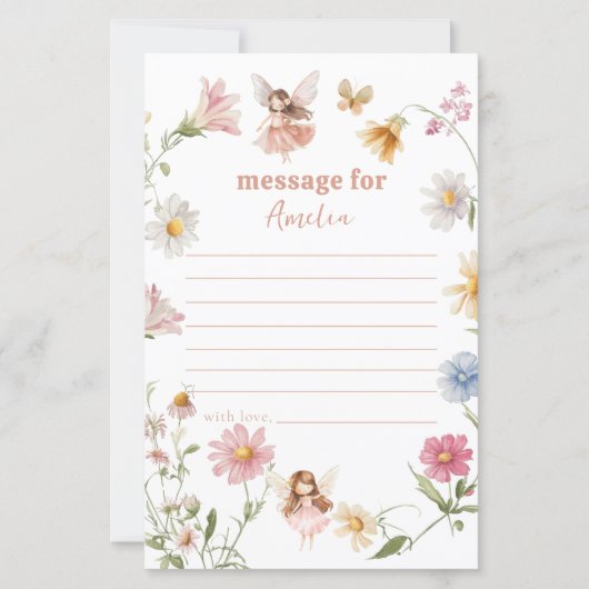 Fairy Colorful Widflower 1st Birthday Message (Voorkant)