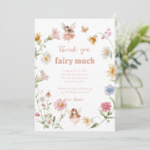 Fairy Colorful Widflower Girl 1st Birthday Bedankkaart (Staand voorkant)