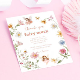 Fairy Colorful Widflower Girl 1st Birthday Bedankkaart
