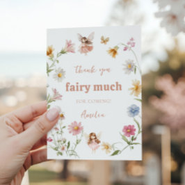 Fairy Colorful Widflower Girl 1st Birthday Bedankkaart