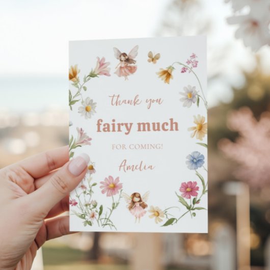 Fairy Colorful Widflower Girl 1st Birthday Bedankkaart