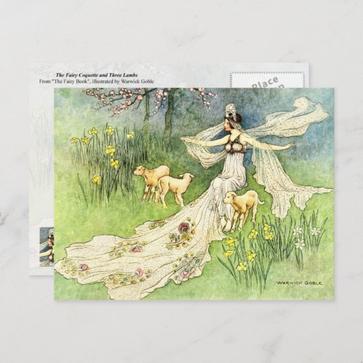 Fairy Coquette en Lambs Briefkaart (Voorkant / Achterkant)