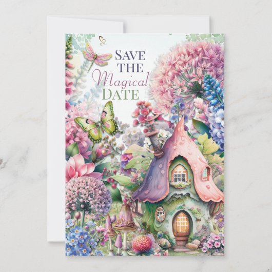 Fairy Cottage Magisch Verjaardagsfeest Kaart (Voorkant)