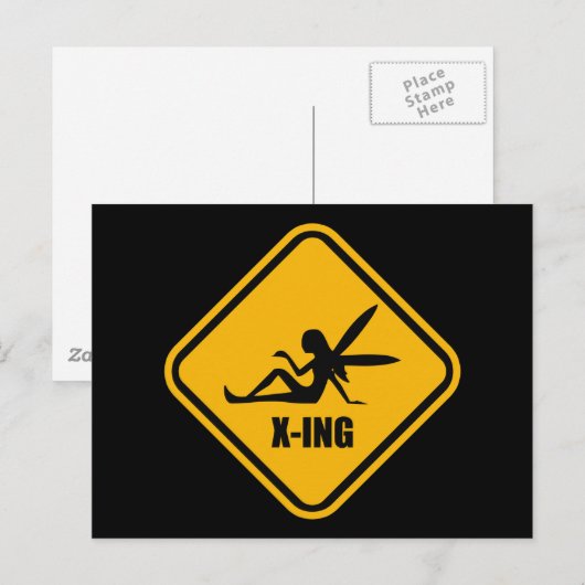 Fairy Crossing Street Sign Briefkaart (Voorkant / Achterkant)