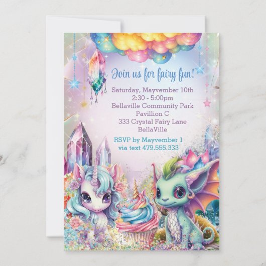 Fairy Crystal Party uitnodiging (Achterkant)