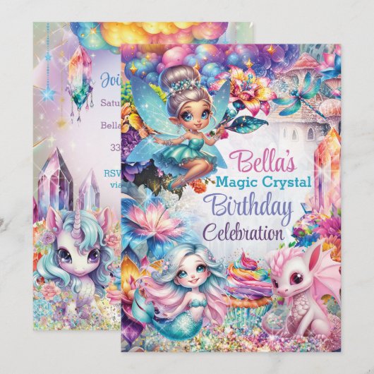 Fairy Crystal Party uitnodiging (Voorkant / Achterkant)