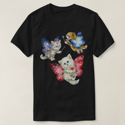 Fairy Cute Cats Kitten vlucht a Butterfly Cat Kitt T-shirt (Design voorkant)