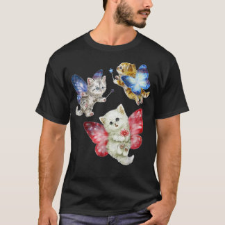 Fairy Cute Cats Kitten vlucht a Butterfly Cat Kitt T-shirt