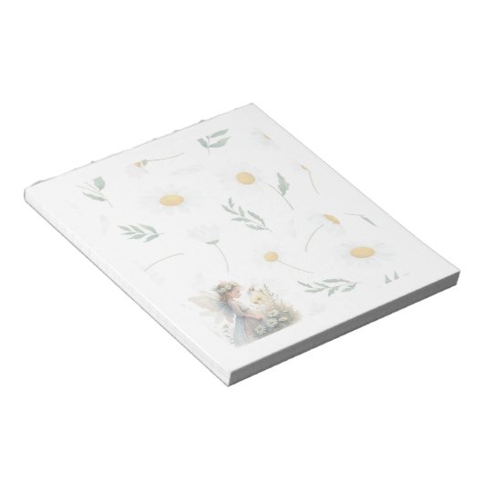 Fairy Daisy Notepad – Whimsical Floral Stationery Notitieblok (Schuin)