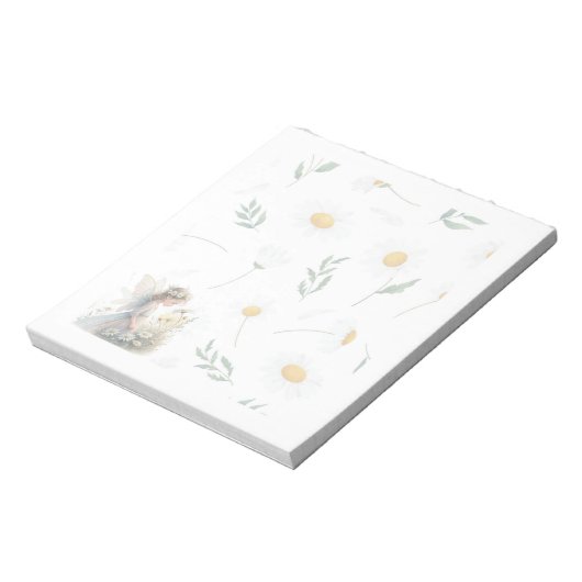 Fairy Daisy Notepad – Whimsical Floral Stationery Notitieblok (Linkerzijde)