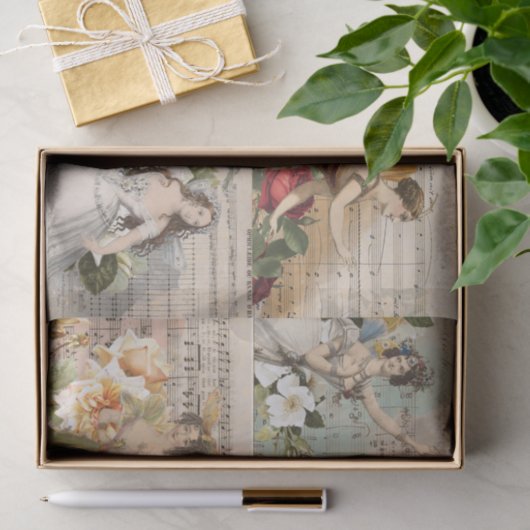 Fairy Dancer Collage Bladmuziek Decoupage Weefsel Tissuepapier (Geschenk)