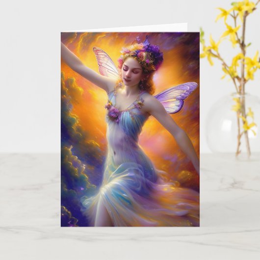  Fairy Dancing in the Wind Kaart (Gele Bloem)