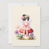 Fairy deur zwart haar fee eerste verjaardagsfeest kaart (Achterkant)