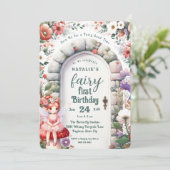Fairy Deuropening Rood Haar Fairy Eerste Verjaarda Kaart (Staand voorkant)