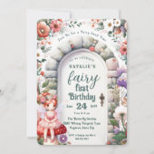 Fairy Deuropening Rood Haar Fairy Eerste Verjaarda Kaart (Voorkant)