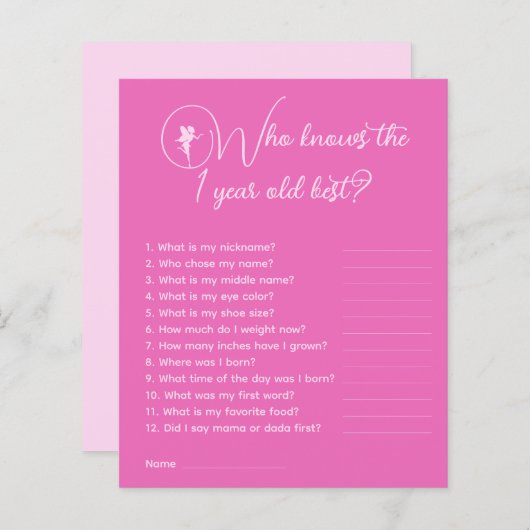 Fairy die het 1-jarige beste feestspel kent (Voorkant / Achterkant)