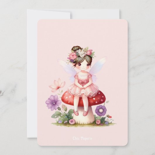 Fairy Door Bruin Haar Fairy Eerste Verjaardagsfees Kaart (Achterkant)