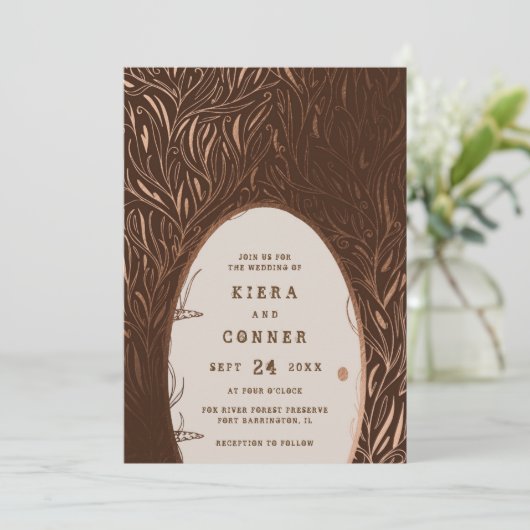 Fairy door Irish Folklore Fairytale Tree Weddensch Kaart (Staand voorkant)