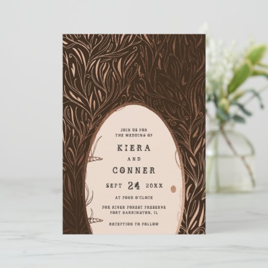 Fairy door Irish Folklore Fairytale Tree Weddensch Kaart (Staand voorkant)