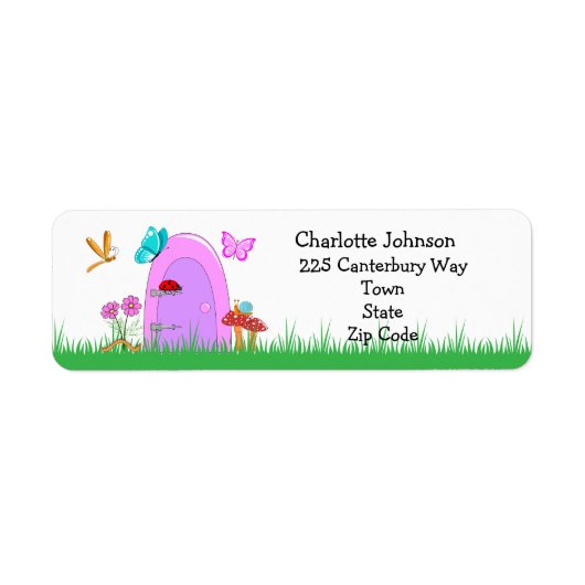 Fairy Door Retour Adreslabels Etiket (Voorkant)