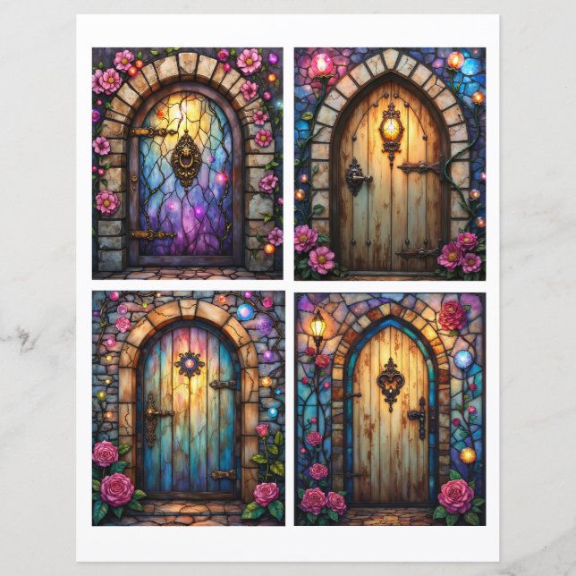 Fairy door scenes ephemera card cutouts (Voorkant)
