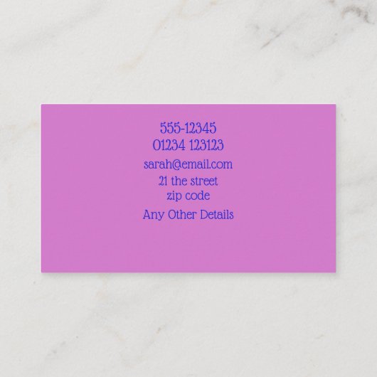 Fairy Doors Babysitting Services Visitekaartje (Achterkant)