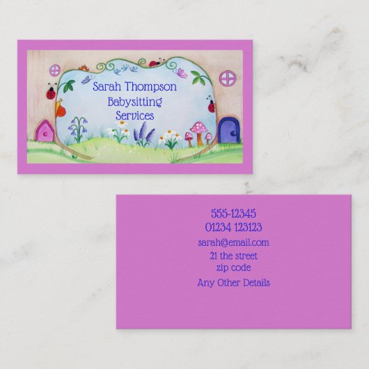 Fairy Doors Babysitting Services Visitekaartje (Voorkant / Achterkant)