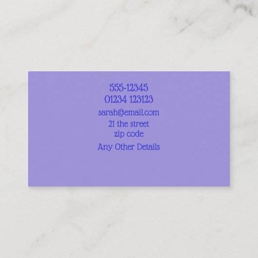 Fairy Doors Babysitting Services Visitekaartje (Achterkant)