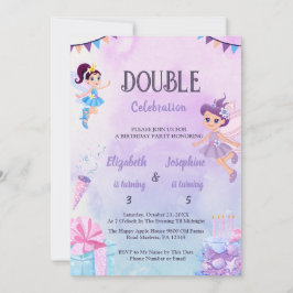 Fairy Double Birthday Party For Girls Kaart