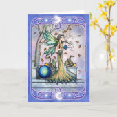 Fairy Dragon Blank Wenskaart Kaart (Gele Bloem)