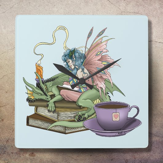 Fairy Dragon Books Tea Friendship  Vierkante Klok