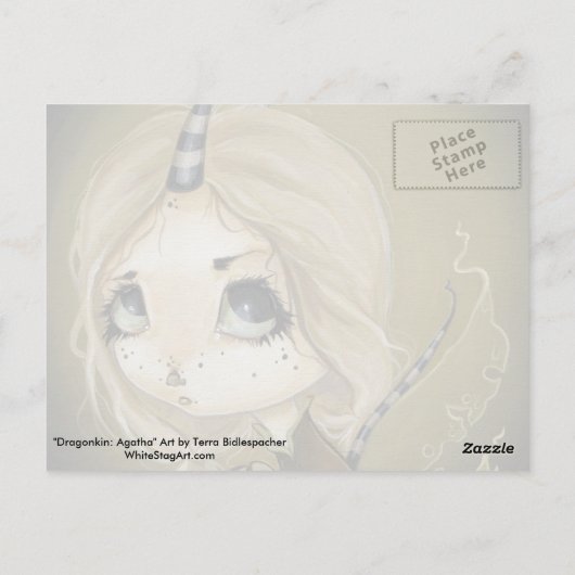 Fairy Dragon briefkaart groen (Achterkant)