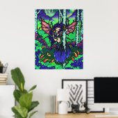 Fairy Dragon Fantasy Forest Art Poster (Thuiskantoor)