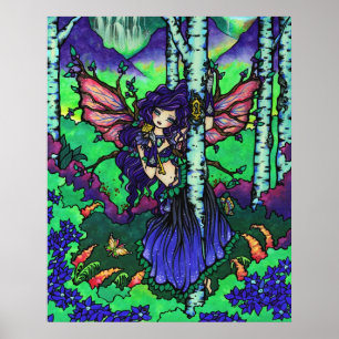 Fairy Dragon Fantasy Forest Art Poster
