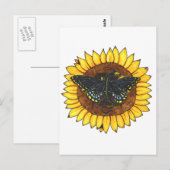 Fairy Dragon op Zonnebloem Briefkaart (Voorkant / Achterkant)