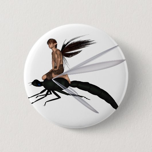 Fairy Dragonfly Rider Ronde Button 5,7 Cm (Voorkant)