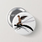 Fairy Dragonfly Rider Ronde Button 5,7 Cm (Voorkant /achterkant)