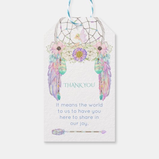 Fairy Dream Catcher Arrow Feathers Linten Cadeaulabel (Achterkant)