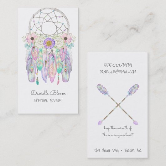 Fairy Dream Catcher Boho Arrows Feathers Business Visitekaartje (Voorkant / Achterkant)