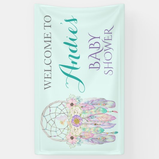 Fairy Dream Catcher Boho Feathers Pastels Spandoek (Verticaal)