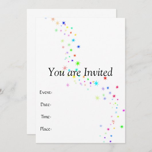 Fairy Dust Invitation Kaart (Voorkant / Achterkant)