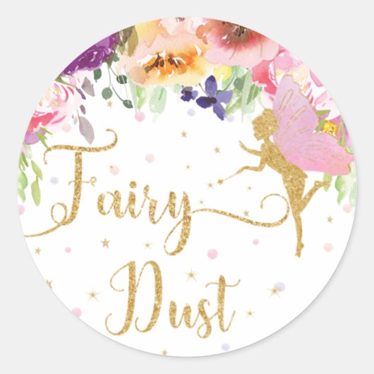 Fairy Dust Paarse Bloemen Favor Bedankt Favor Ronde Sticker (Voorkant)