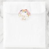 Fairy Dust Paarse Bloemen Goud Glitter Favor Ronde Sticker (Tas)